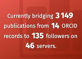 Currently bridging 3 149 publications from 14 ORCID records to 135 followers on 46 servers.